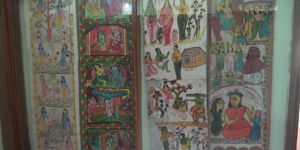 Rare 'patachitra' or scroll painting collected by Prof. David McCutchion & Prof. Suhrid Bhowmik